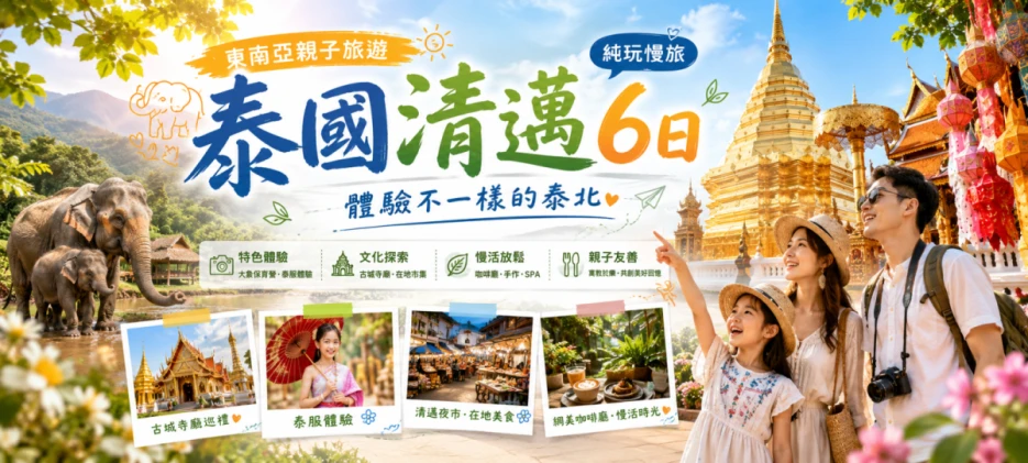 【東南亞親子旅遊】泰國清邁6日純玩慢旅，體驗不一樣的泰北